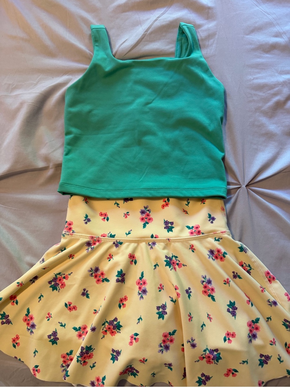 Old Navy Green Tank Top with Yellow Floral Skirt Set